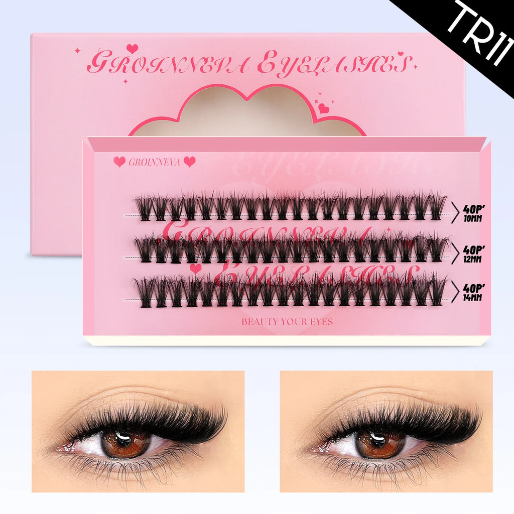 Cils Individuels DIY Effet œil de Chat, Volume Moelleux, Plateau Mixte