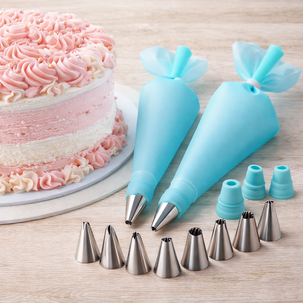 Kit de Décoration de Gâteaux – Poches à Douille et Embouts en Silicone Réutilisables