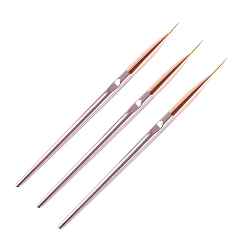 Set de 3 Stylos Pinceaux Nail Art en Acrylique – Lignes Fines, Dessin 3D et Gel UV