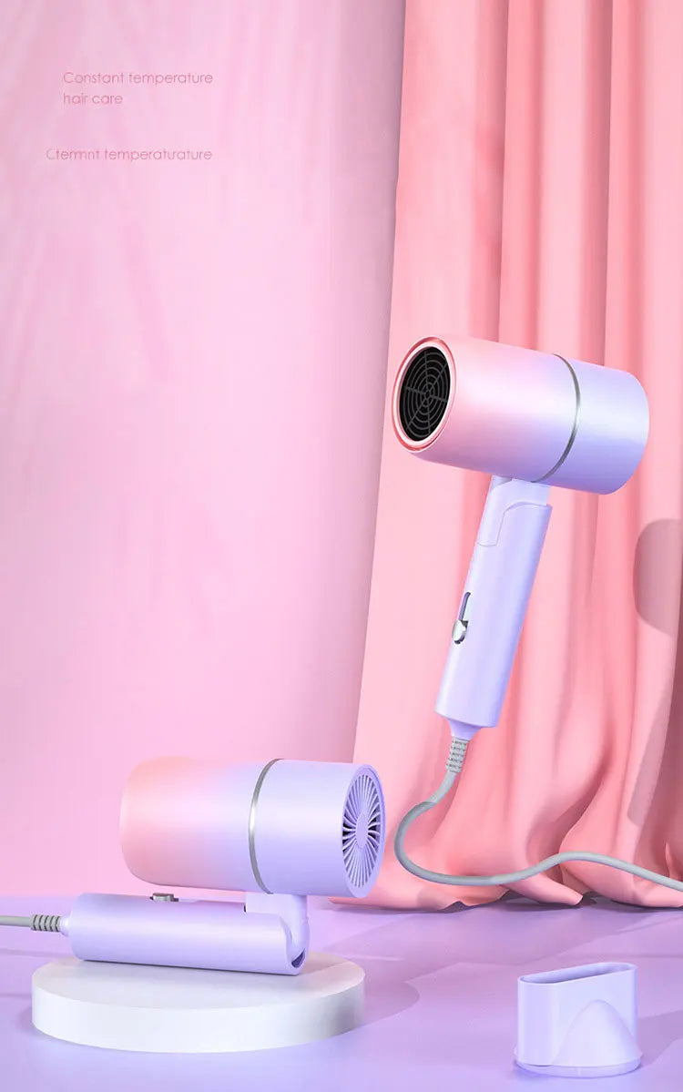 MINI Sèche Cheveux 750W avec Sac de Transport , Air Chaud Thermostatique