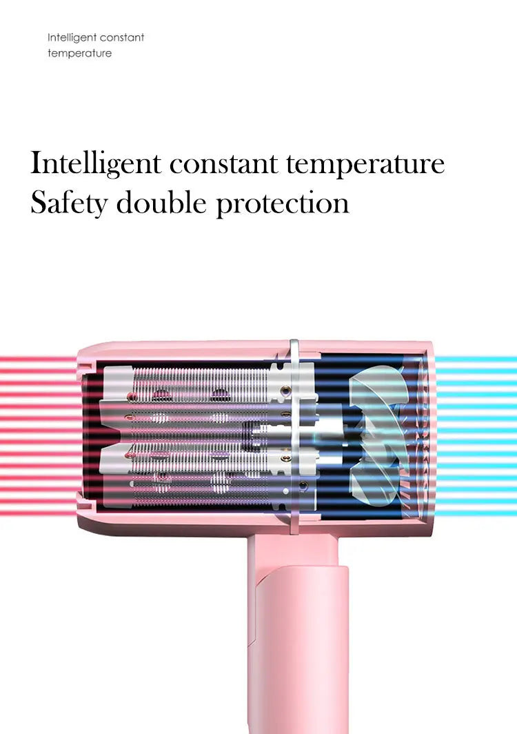 MINI Sèche Cheveux 750W avec Sac de Transport , Air Chaud Thermostatique