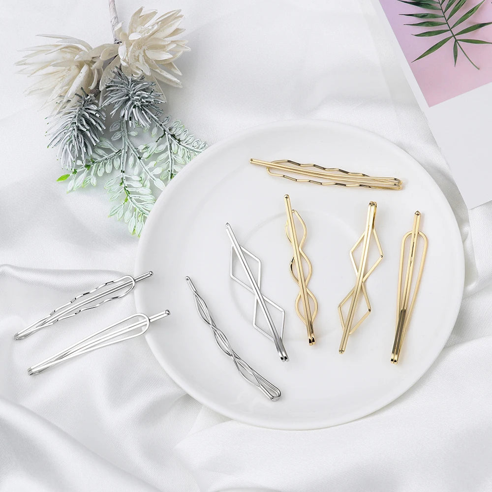 Pince à Cheveux Géométrique Losange Genenic – Barrette Métal Dorée/Argentée Style Coréen pour Femme & Fille