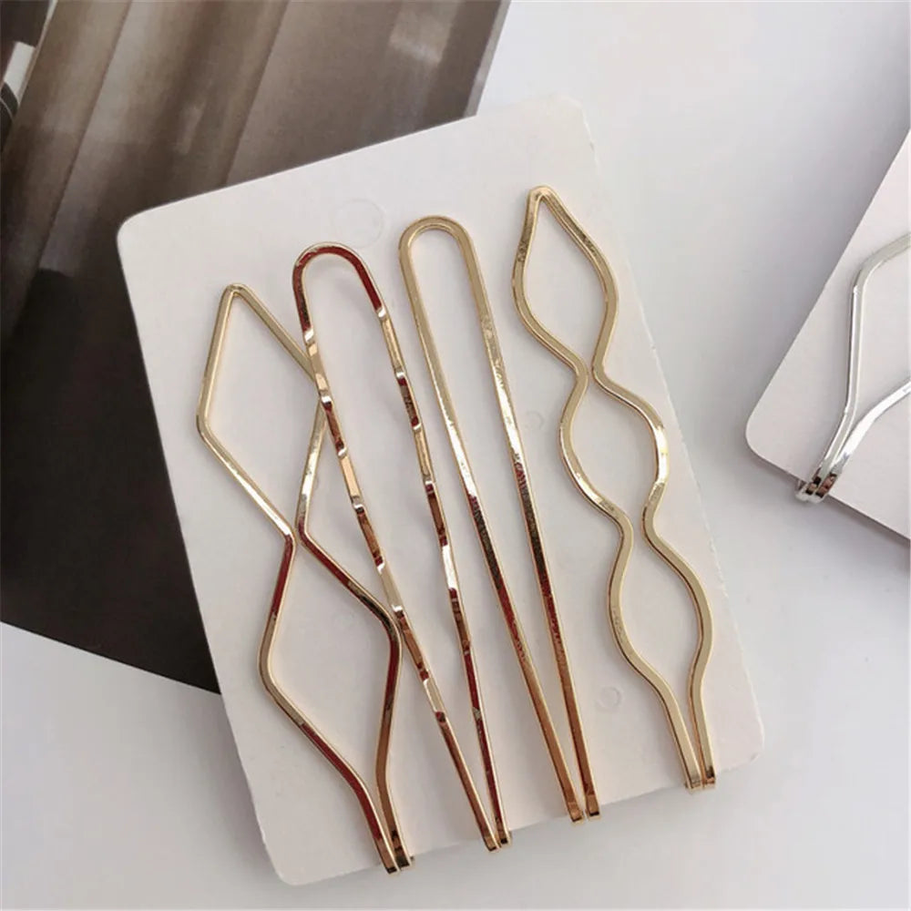 Korea Simple Metal Hair Clips for Women Geometric Rhombus Gold Silver Color Hairpins Hair Accessories Barrettes Clips