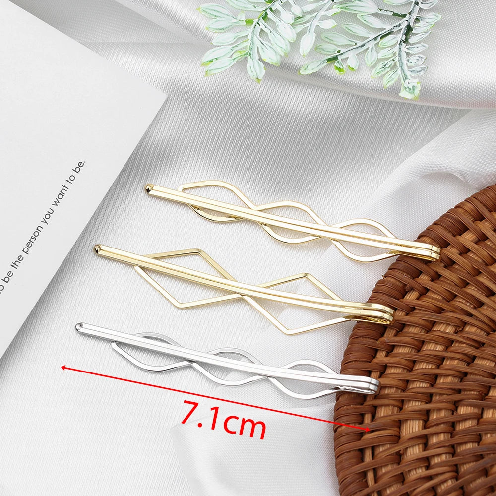 Pince à Cheveux Géométrique Losange Genenic – Barrette Métal Dorée/Argentée Style Coréen pour Femme & Fille