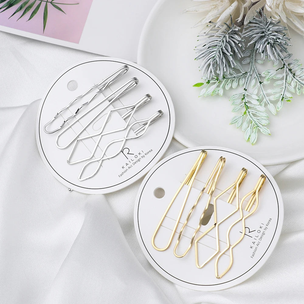 Pince à Cheveux Géométrique Losange Genenic – Barrette Métal Dorée/Argentée Style Coréen pour Femme & Fille