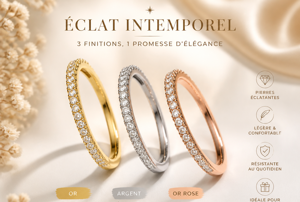 Bague de Mariage Minimaliste Huitan – Alliance Fine Géométrique Ornée de Zircon Cubique Brillant pour Femme