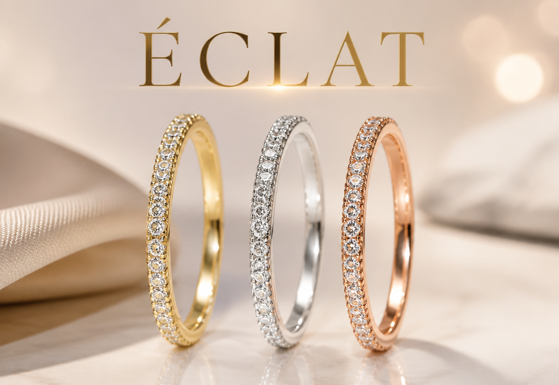 Bague de Mariage Minimaliste Huitan – Alliance Fine Géométrique Ornée de Zircon Cubique Brillant pour Femme