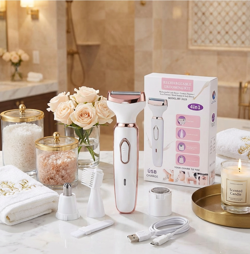 Rasoir Électrique 4 en 1 – Épilateur Sans Fil Indolore, Alimenter par USB