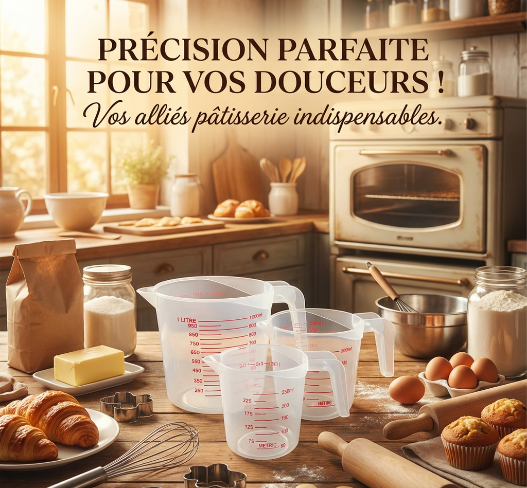 Set de 3 Tasses à Mesurer 250/500/1000 ml – Précision & Polyvalence