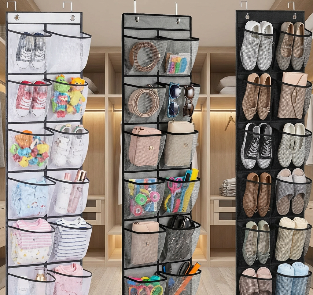 Organisateur de Chaussures Suspendu 12 Poches – Rangement Portable Transparent