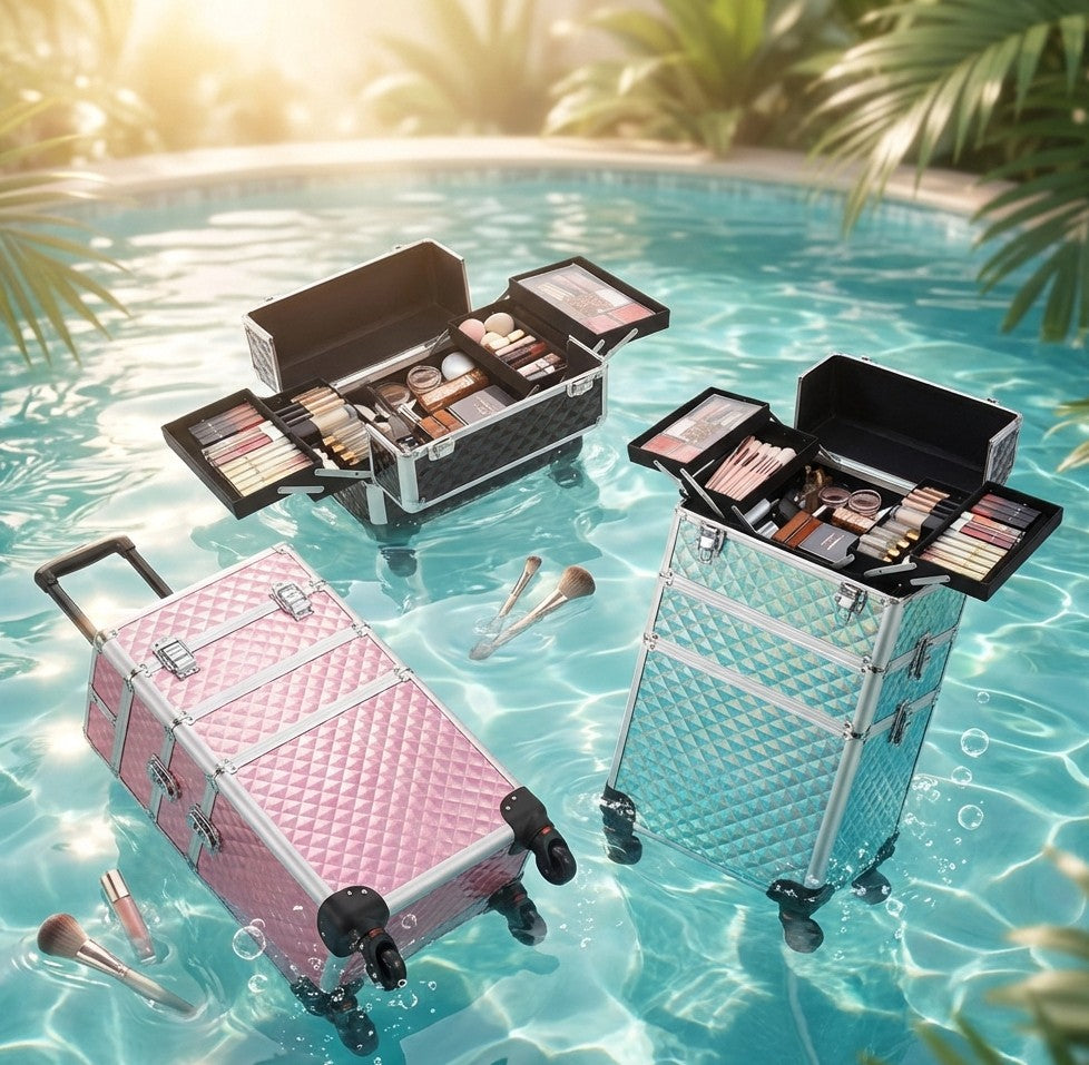 Valise de Maquillage Roulante 3 en 1 – Grande Capacité & Adapter pour Salon de Beauté