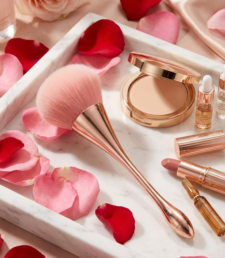 Pinceau Maquillage Éventail Rose Gold