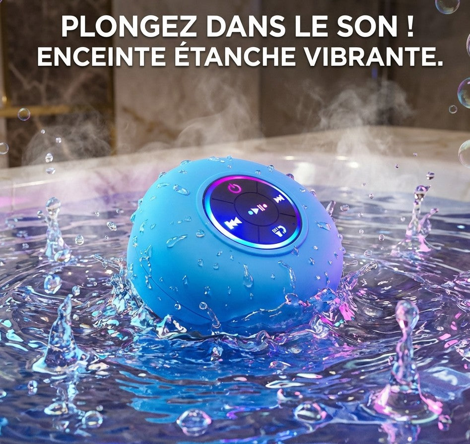 Haut-Parleur De Douche Bluetooth Mini Portable Sans Fil Avec Micro, Ventouse IPX4 Résistant À L’Eau, Piscine Et Rivière