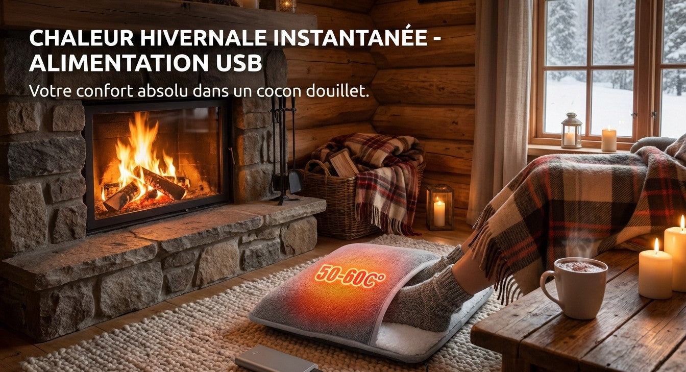 Coussin Chauffant Électrique pour Pieds – Alimenter par USB, Peluche Douce et Lavable