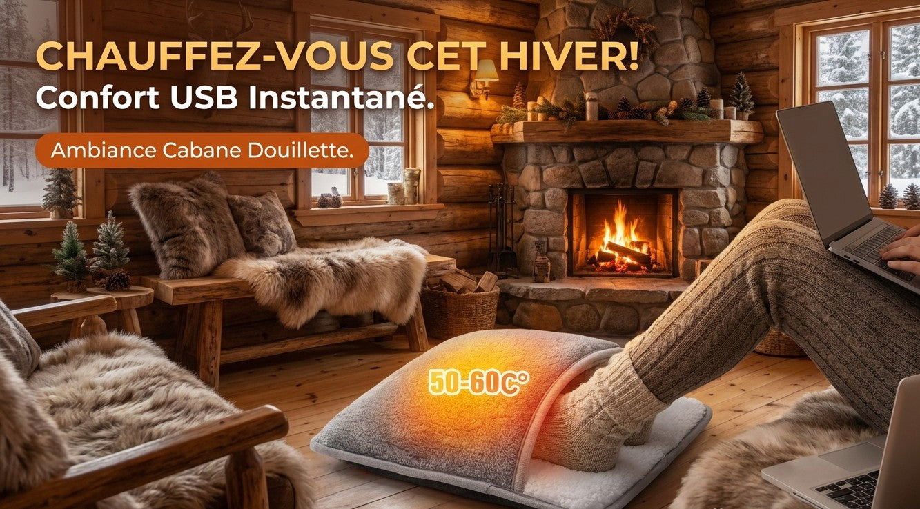 Coussin Chauffant Électrique pour Pieds – Alimenter par USB, Peluche Douce et Lavable