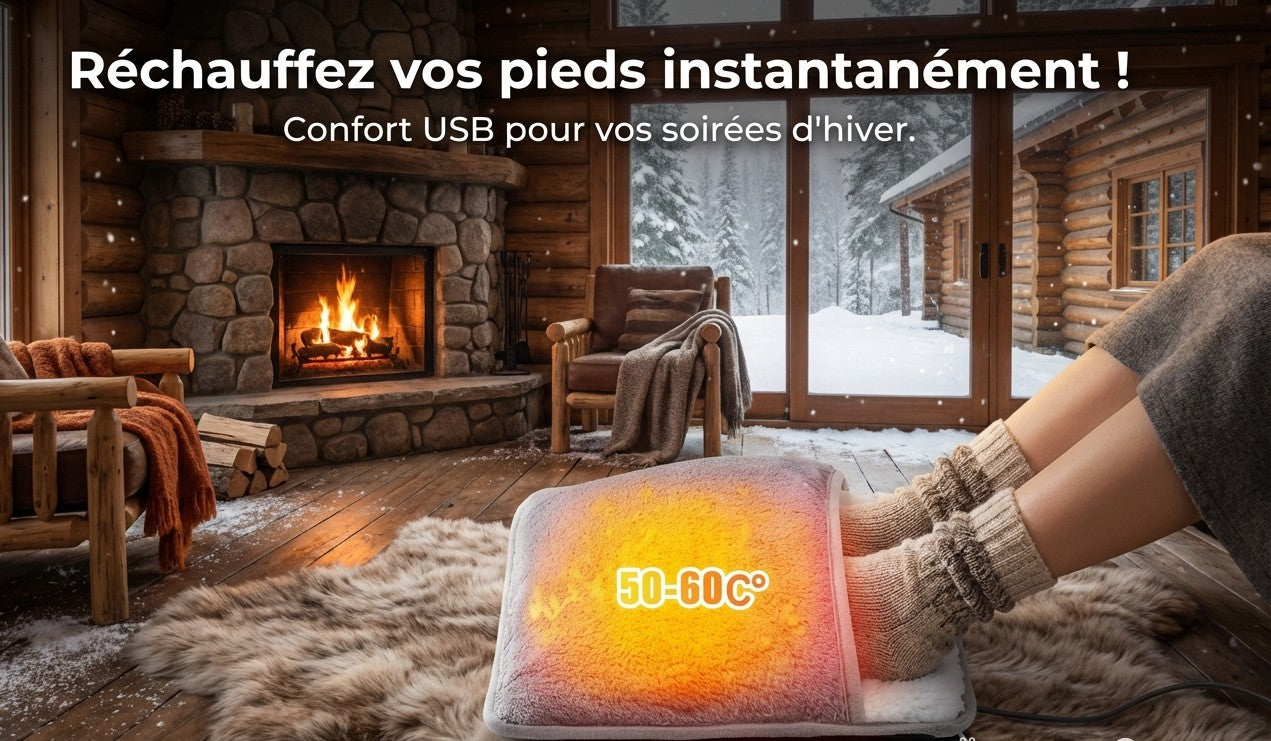Coussin Chauffant Électrique pour Pieds – Alimenter par USB, Peluche Douce et Lavable