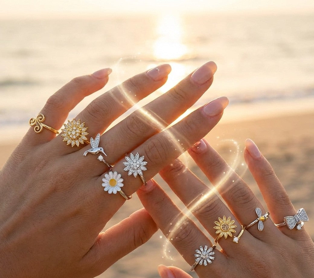 Bague Rotative Anti-Stress de Luxe –  Cristal, Tendance, Luxueux