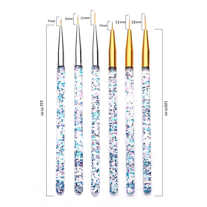 Set de 3 Stylos Pinceaux Nail Art en Acrylique – Lignes Fines, Dessin 3D et Gel UV