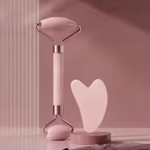 Roller de Jade Pour Soin du Visage 2 pièces Rose – Soin Anti-Âge et Détoxifiant Naturel