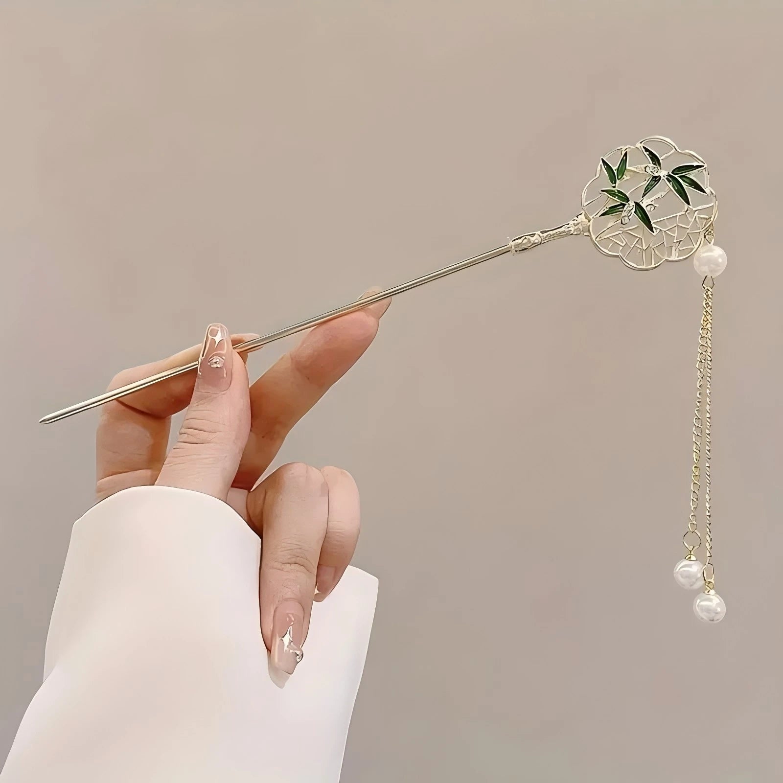 Pince à Cheveux Élégante Style Chinois – Bâton à Pompon Floral Traditionnel