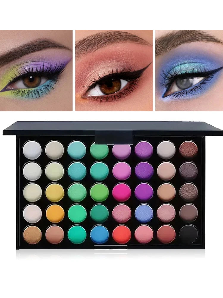 Palette de Fards à Paupières Pailletés – 40 Couleurs, Longue Durée et Étanche