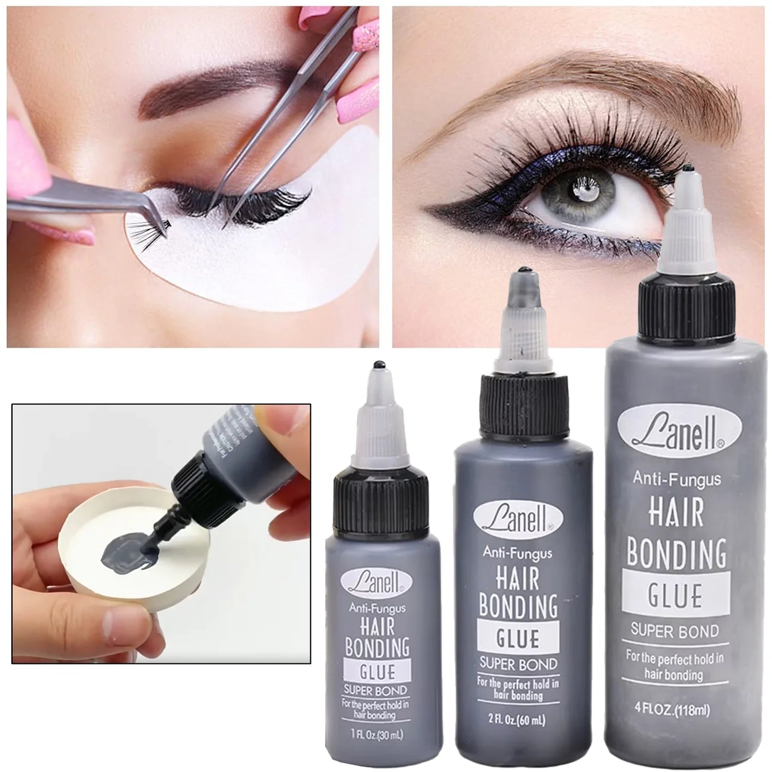 1oz/2oz Bonding Glue for Lash Waterproof Extra Strong Eyelash Extension Glue Strong Hold Black Adhesive Professional Supplies