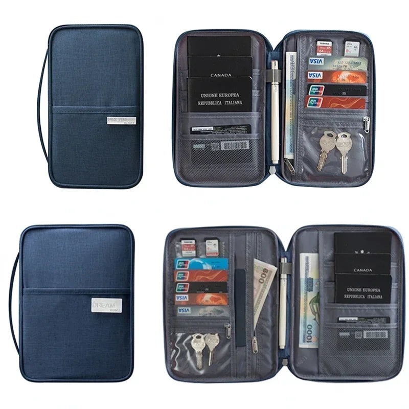 Women Travel Passport Holder Cover Case Organizer Multi-Function Men Waterproof Family Document Organizer Travel Accessories Bag