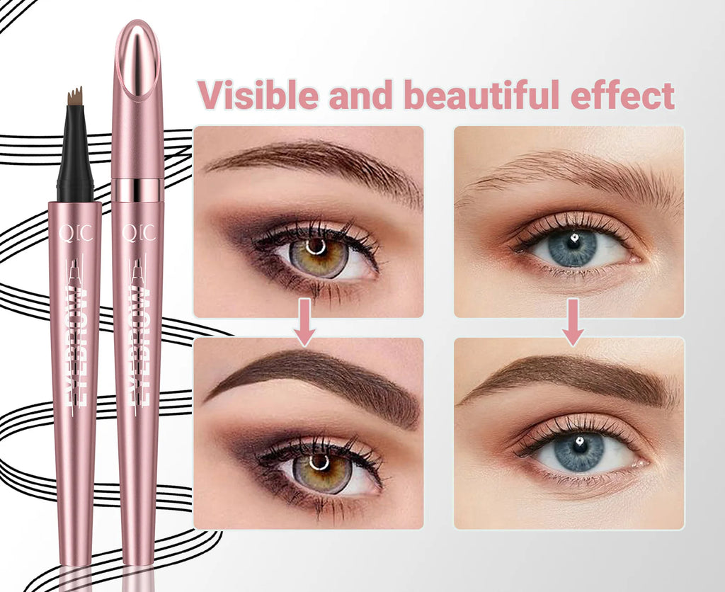 Crayon à Sourcils Magique 4 Fourchettes – Microblading 3D, Imperméable & Couleur Naturelle