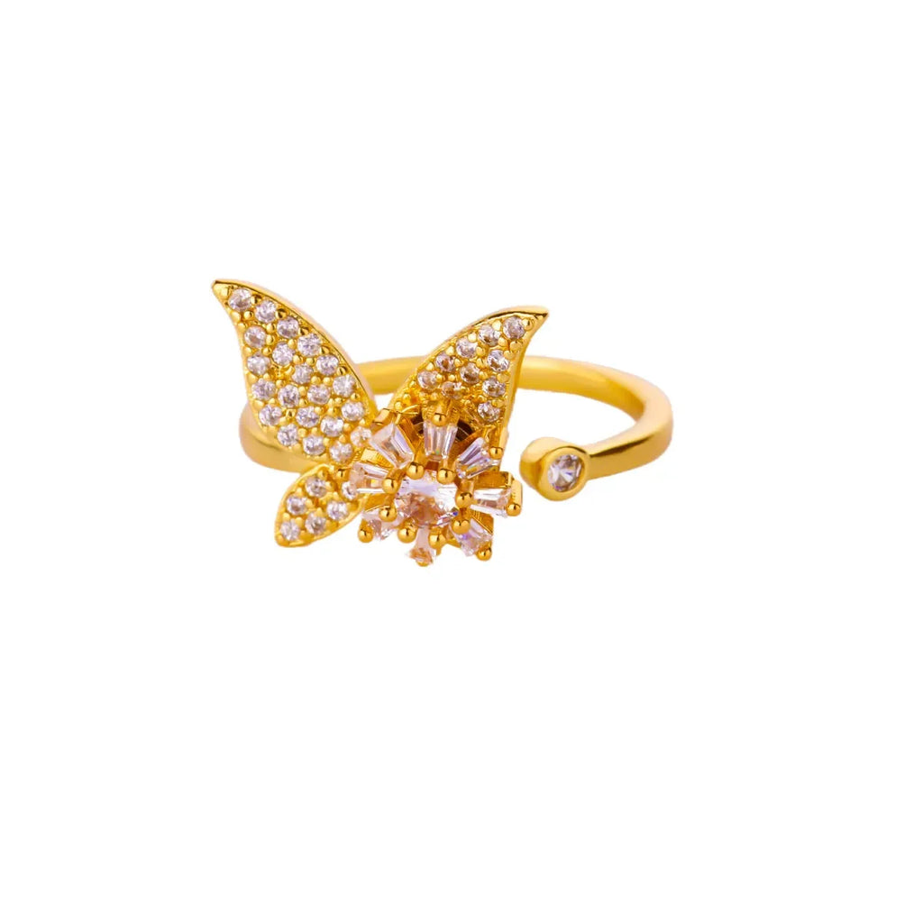 Bague Spinner Trèfle de Luxe – Anti-Stress Couleur Or 18K