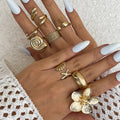 Ensemble de 8 Bagues Ouvertes Vintage pour Femmes - Model Océan