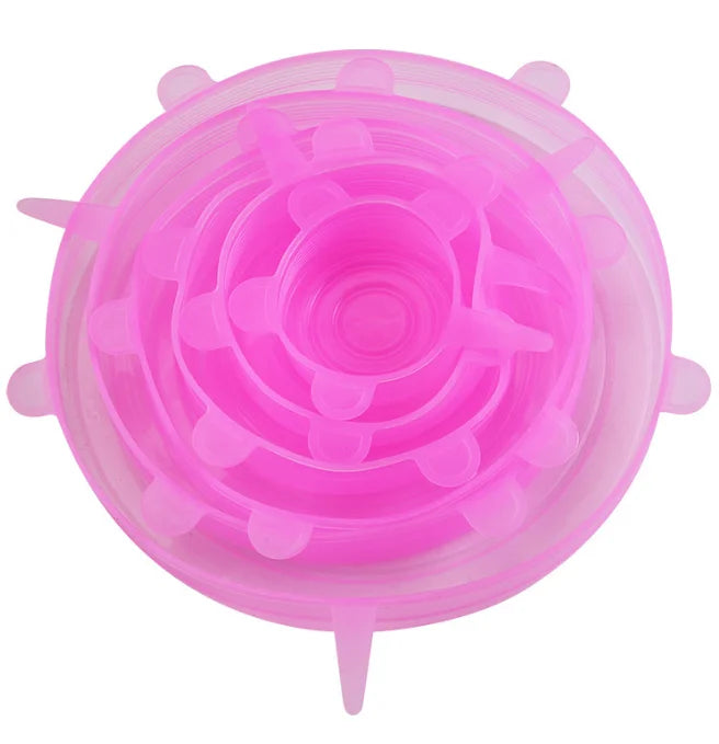 Ensemble de 6 Couvercles de Conservation en Silicone Alimentaire – Réutilisables, Hermétiques et Universels