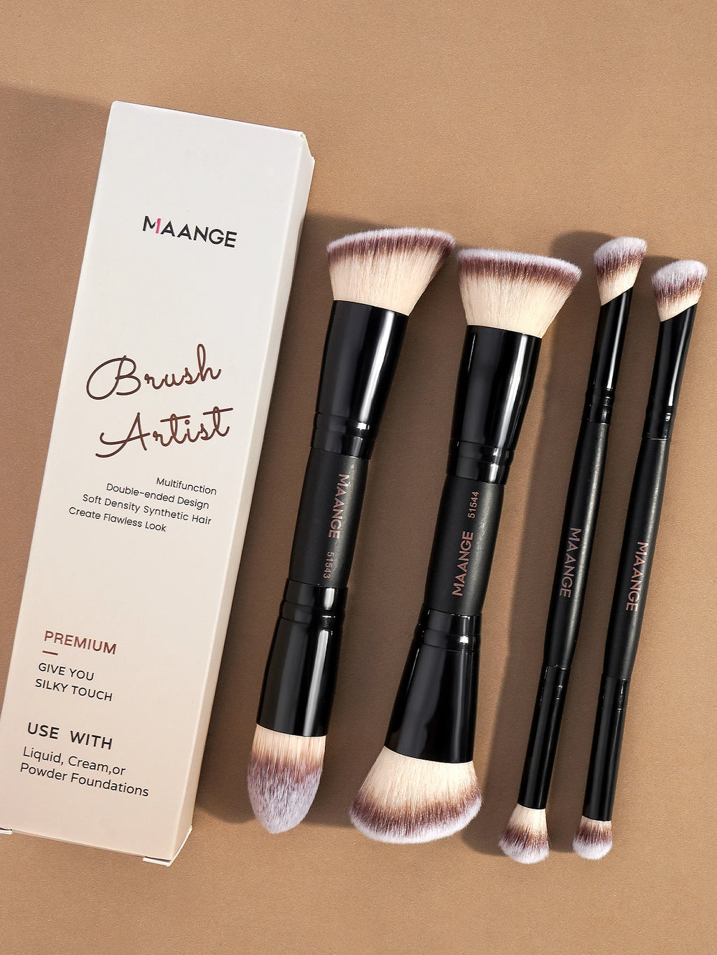 Ensemble de Pinceaux de Maquillage de Base – 4 Pièces avec Boîte