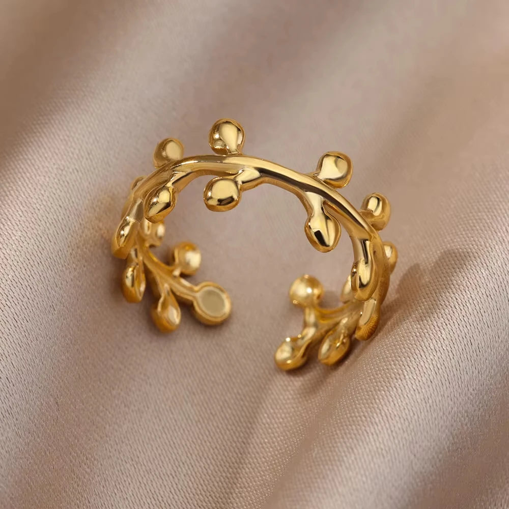 Bague Géométrique en Acier Inoxydable Couleur Or 18K – Zircon & Œil Protecteur