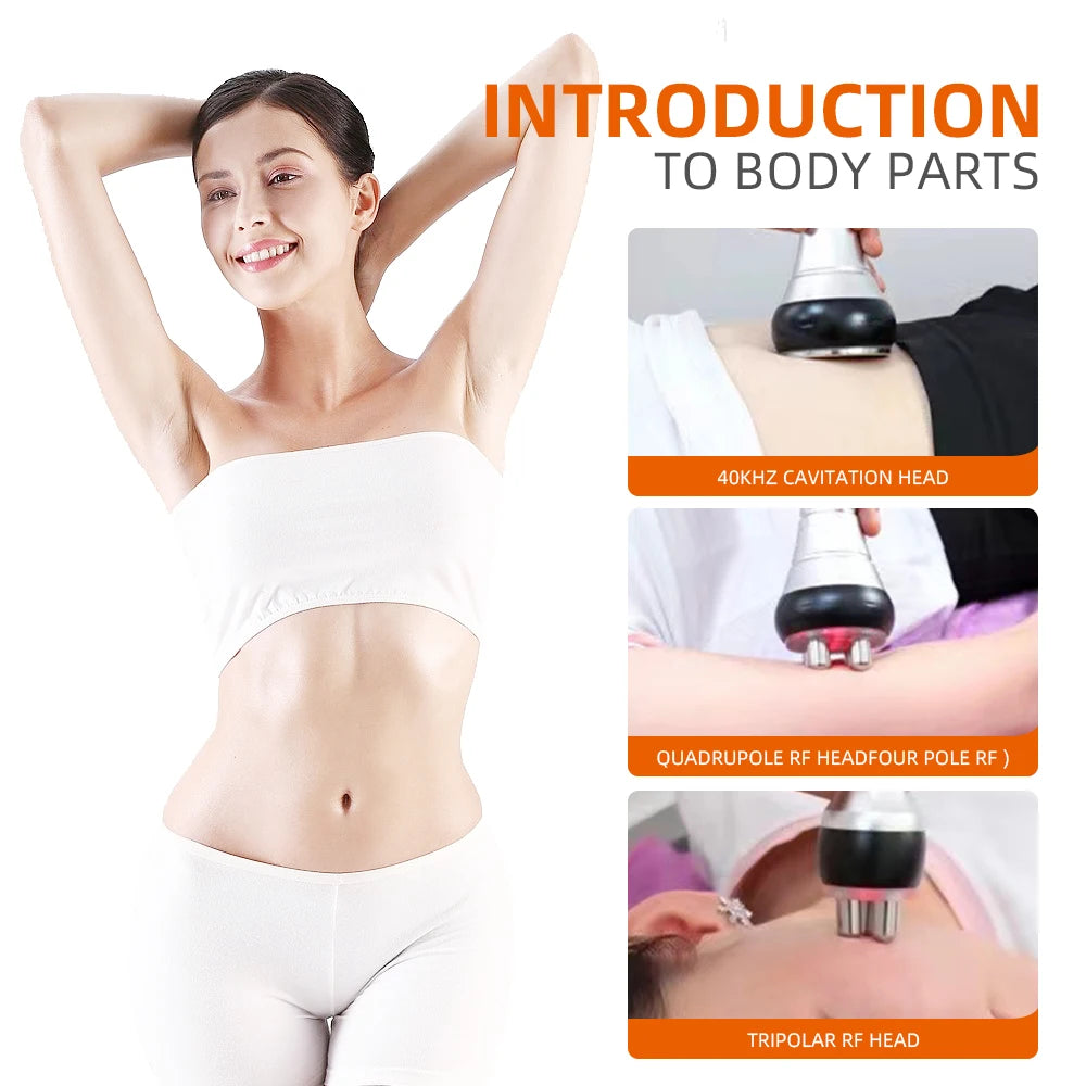 Machine à Cavitation Ultrasonique 40k, système sous vide 6 en 1, Amincissante, Lifting du visage, Réduction de la Cellulite
