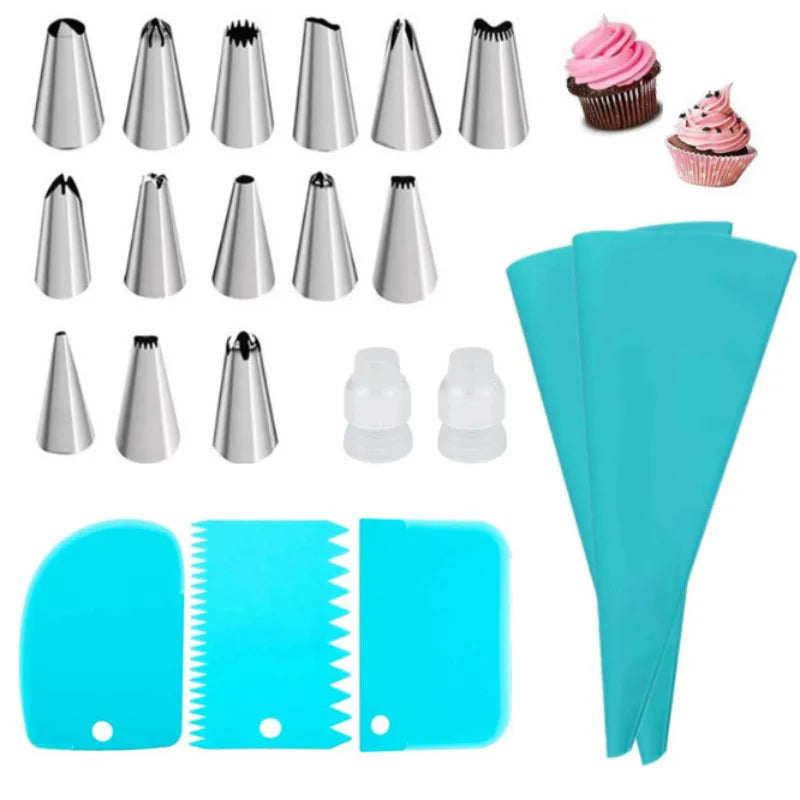 Kit de Décoration de Gâteaux – Poches à Douille et Embouts en Silicone Réutilisables