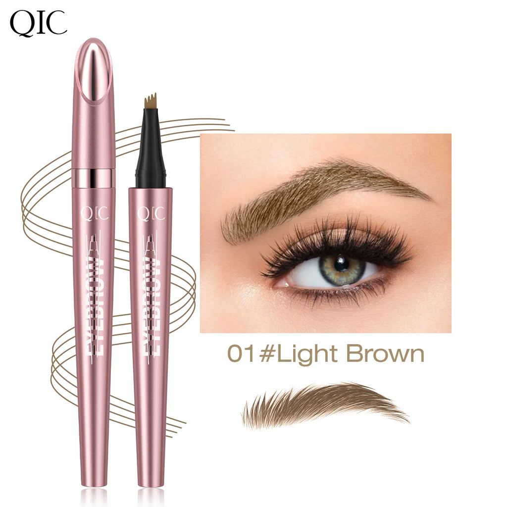 Crayon à Sourcils Magique 4 Fourchettes – Microblading 3D, Imperméable & Couleur Naturelle
