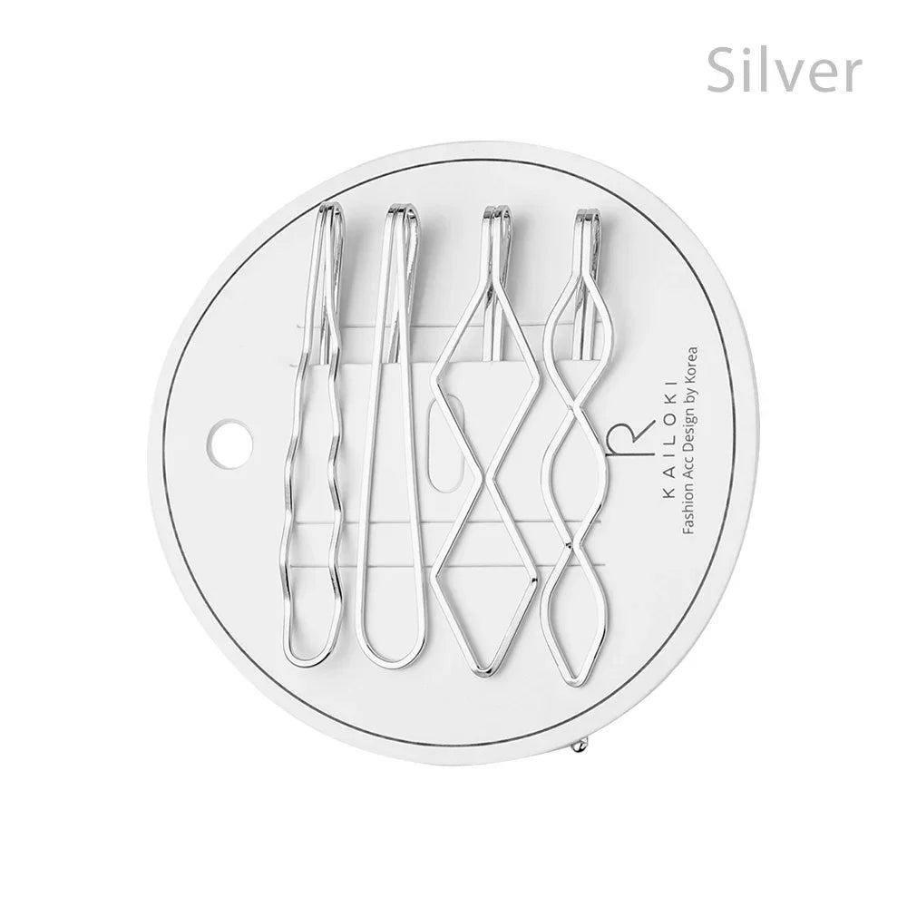 Korea Simple Metal Hair Clips for Women Geometric Rhombus Gold Silver Color Hairpins Hair Accessories Barrettes Clips