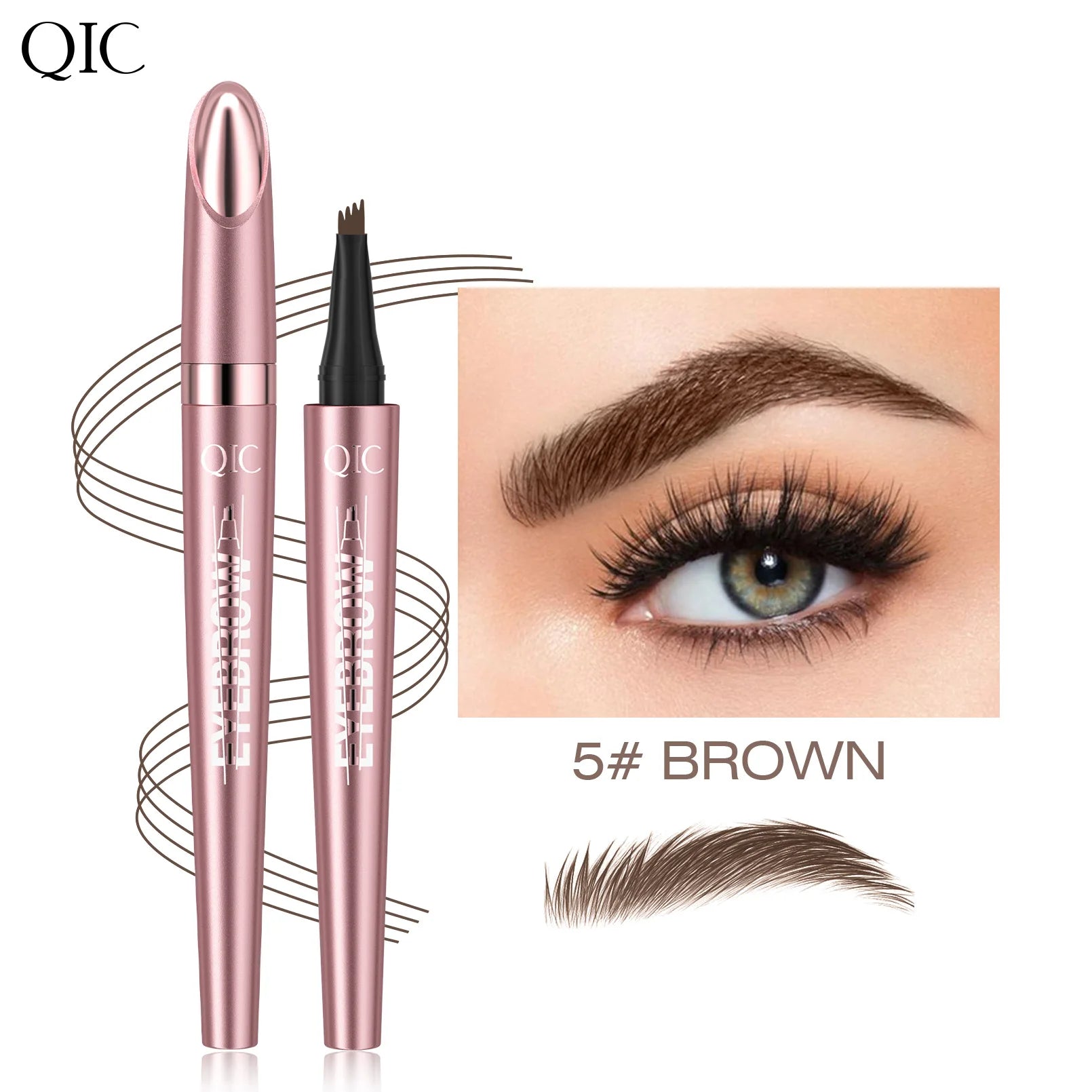 Crayon à Sourcils Magique 4 Fourchettes – Microblading 3D, Imperméable & Couleur Naturelle