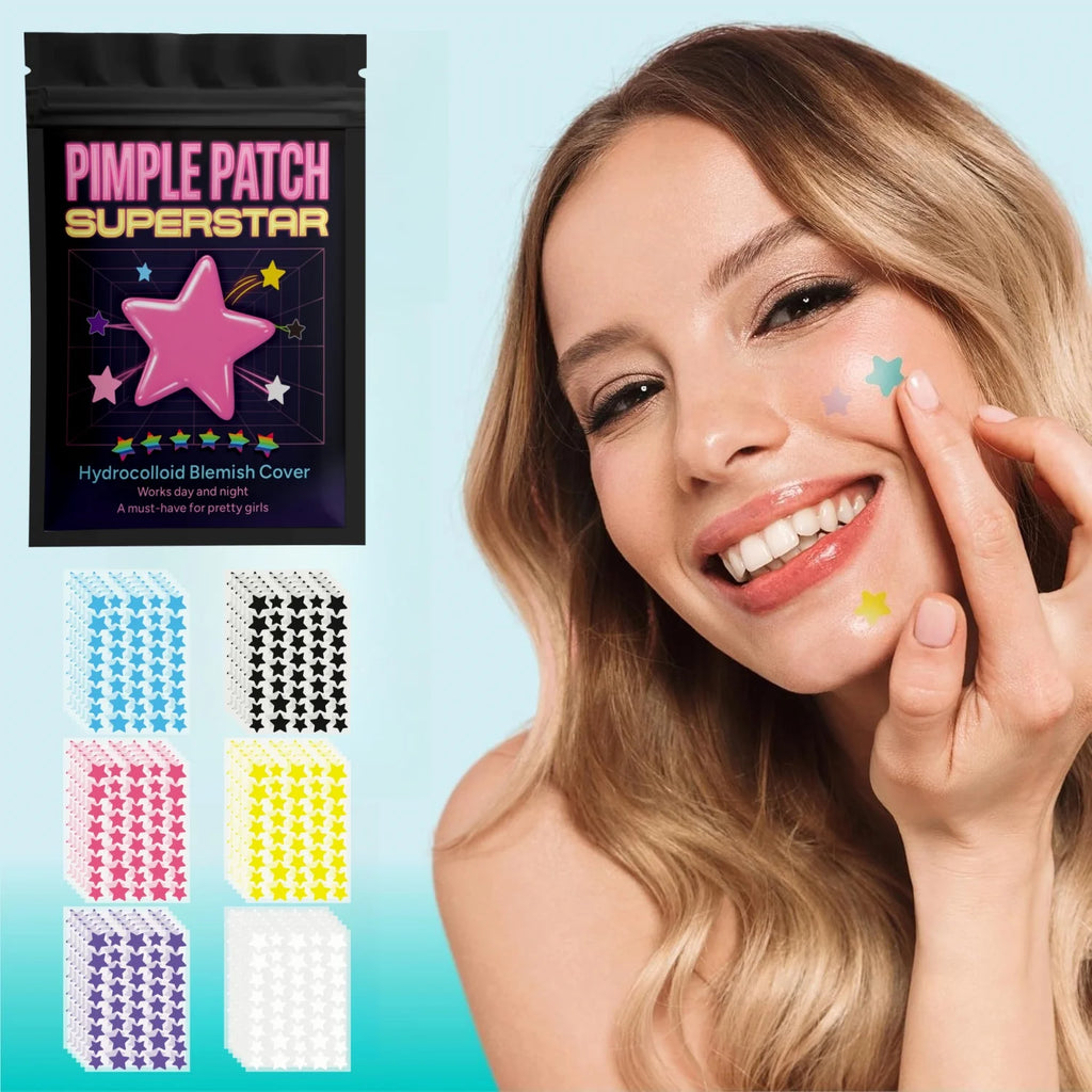Patchs Anti-Acné Étoilés Multicolores – 480 pièces