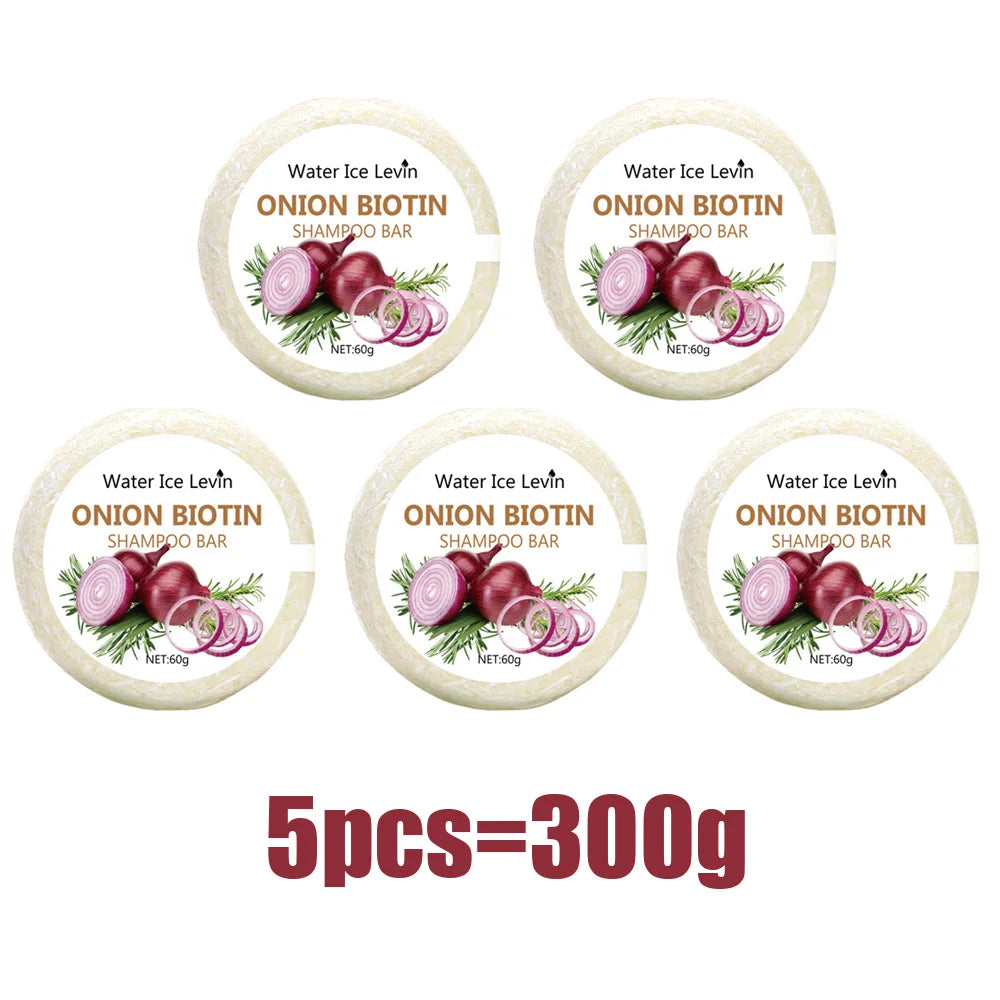 Savon Shampoing à l'Oignon & Biotine Water Ice Levin 60g – Soin Lavant Naturel Hydratant & Lissant pour Tous Types de Cheveux