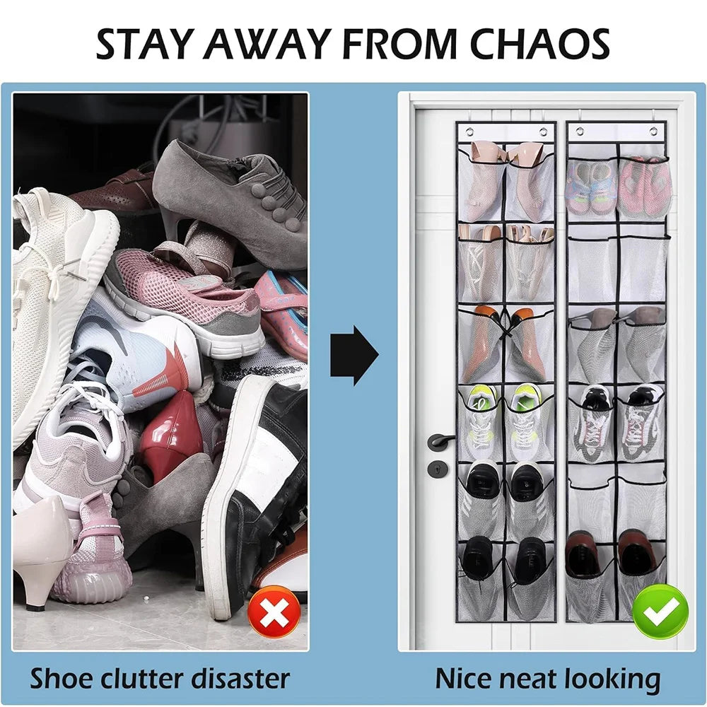 Organisateur de Chaussures Suspendu 12 Poches – Rangement Portable Transparent
