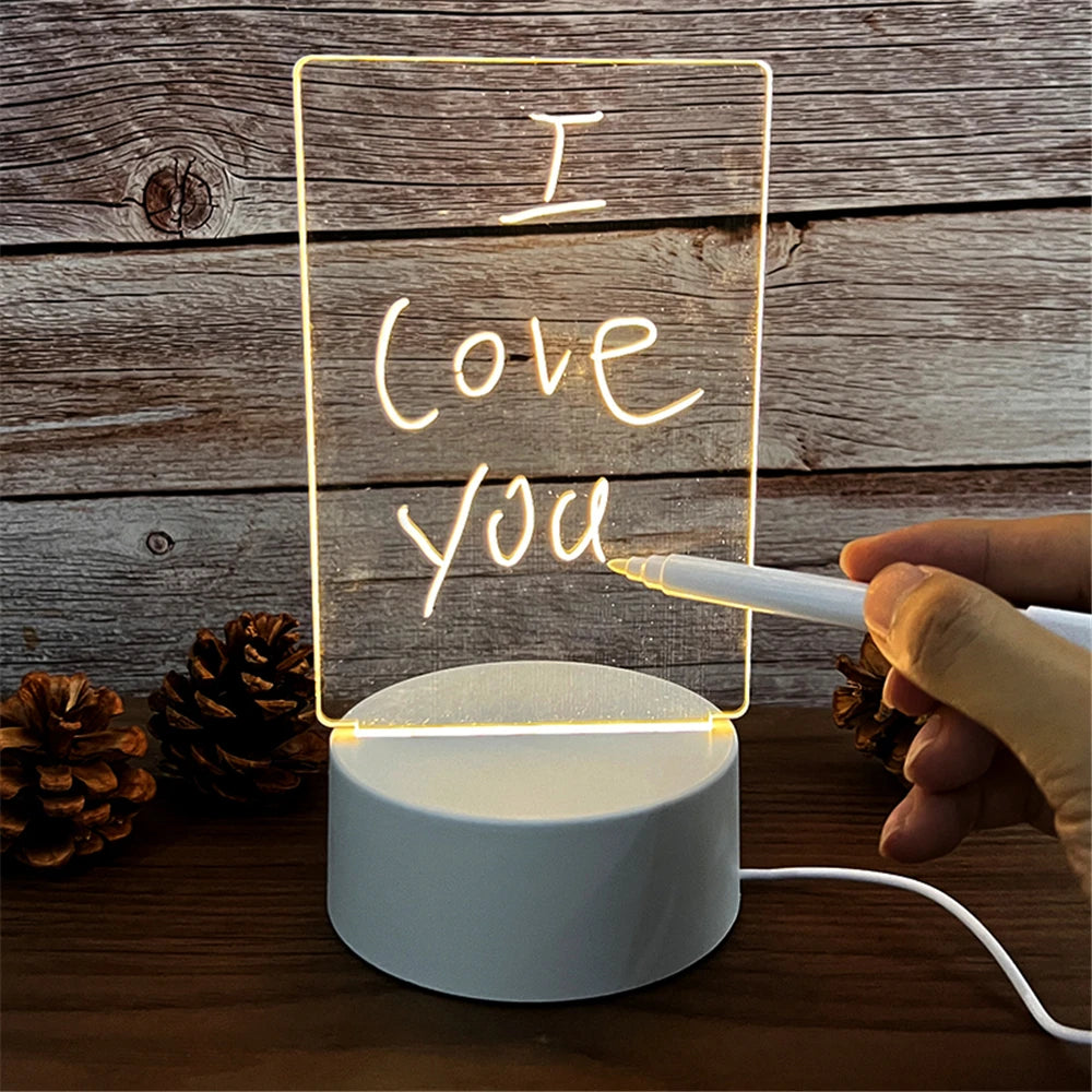 Tableau LED Lumineux Effaçable – Veilleuse USB Design & Mémo Créatif