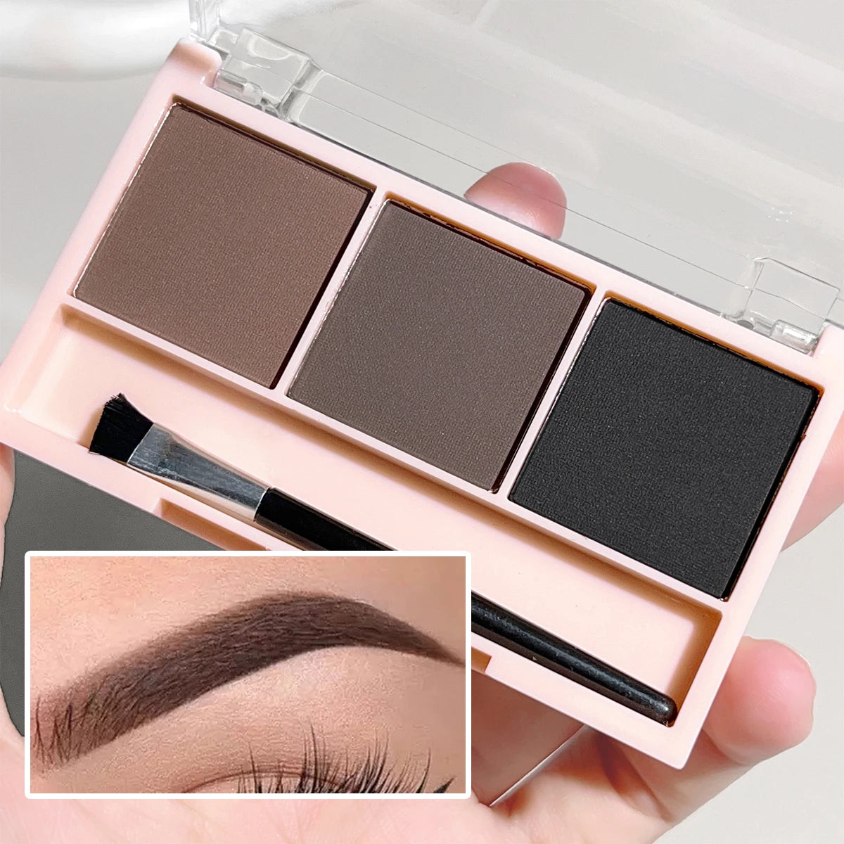 Ensemble de Poudre à Sourcils 3 Couleurs avec Pinceau