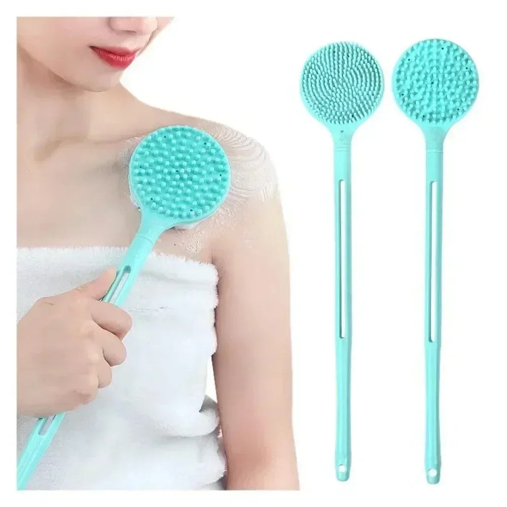 Brosse de Bain à Long Manche en Silicone, Douche Double Face, Exfoliante, Gommage du Corps, Brosses de Massage