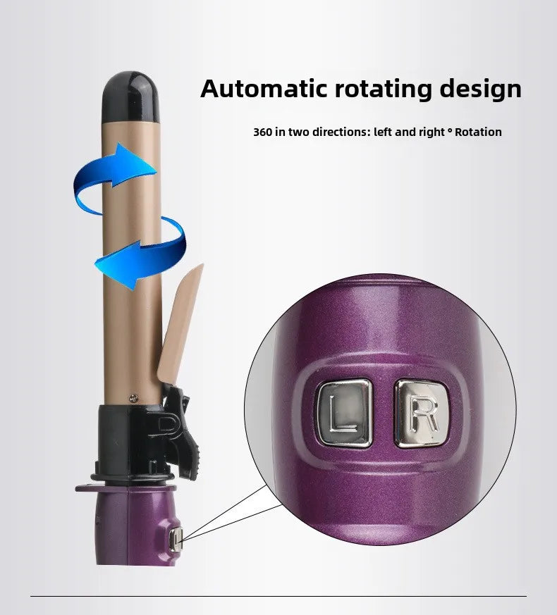 Bigoudi électrique automatique 1.1 pouces fer à friser rotatif avec affichage LED baguette à friser à chauffage rapide