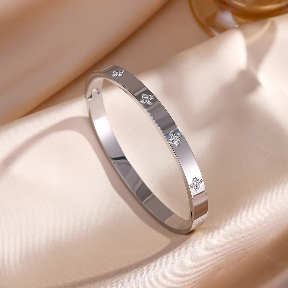 Ensemble De Bracelets En Acier Inoxydable Incrustés De Zircone – Multichoix