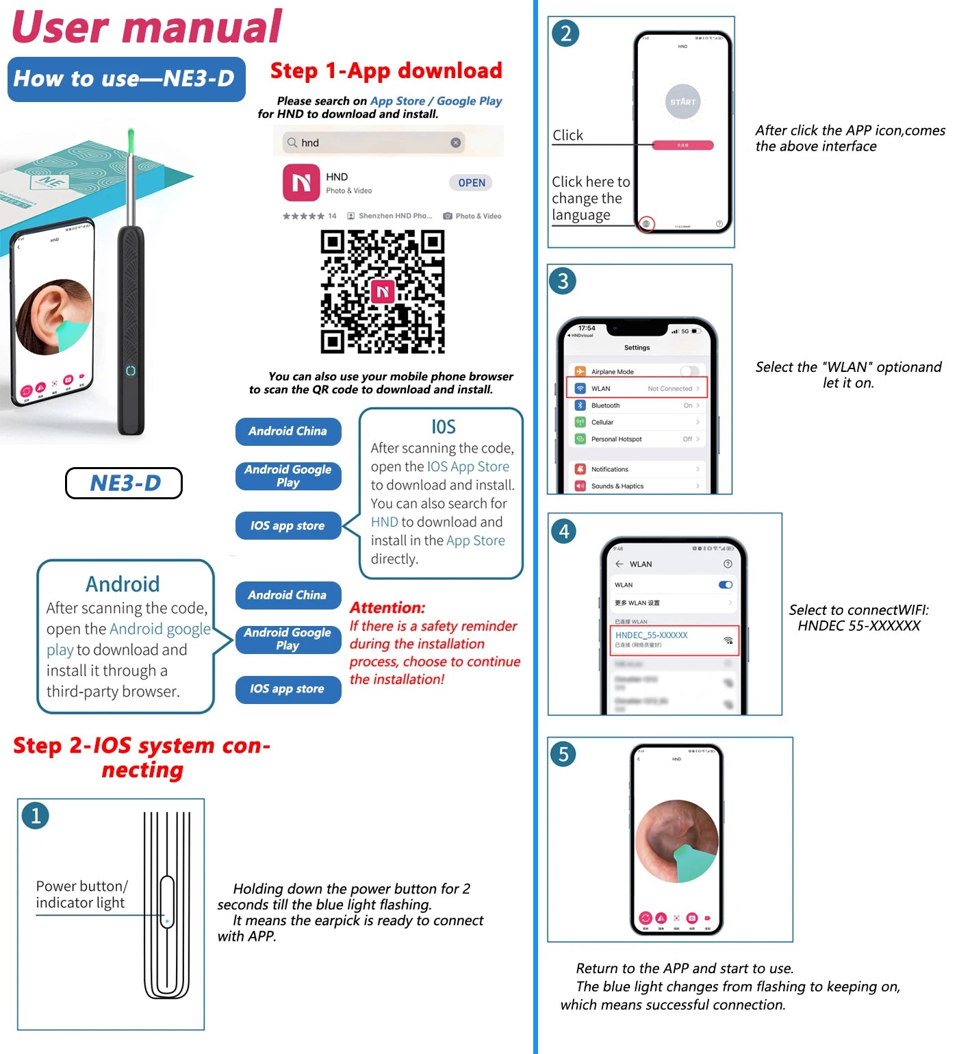 Nettoyeur Visuel de Cire d’Oreille avec Caméra – Kit de Soins Intelligent