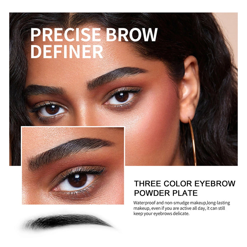Ensemble de Poudre à Sourcils 3 Couleurs avec Pinceau