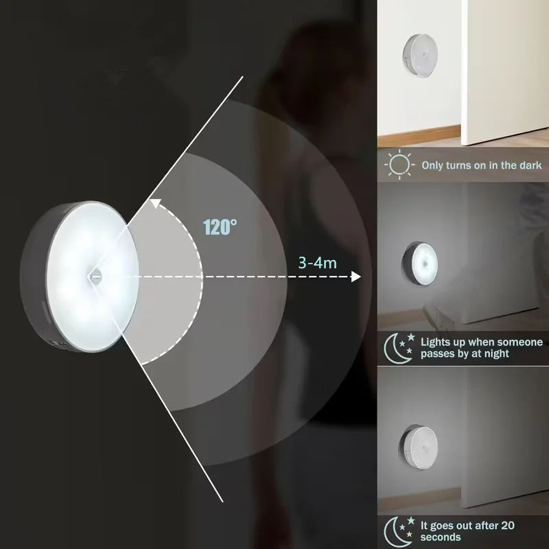 Veilleuse LED avec Détecteur de Mouvement – Sans Fil & Rechargeable par USB