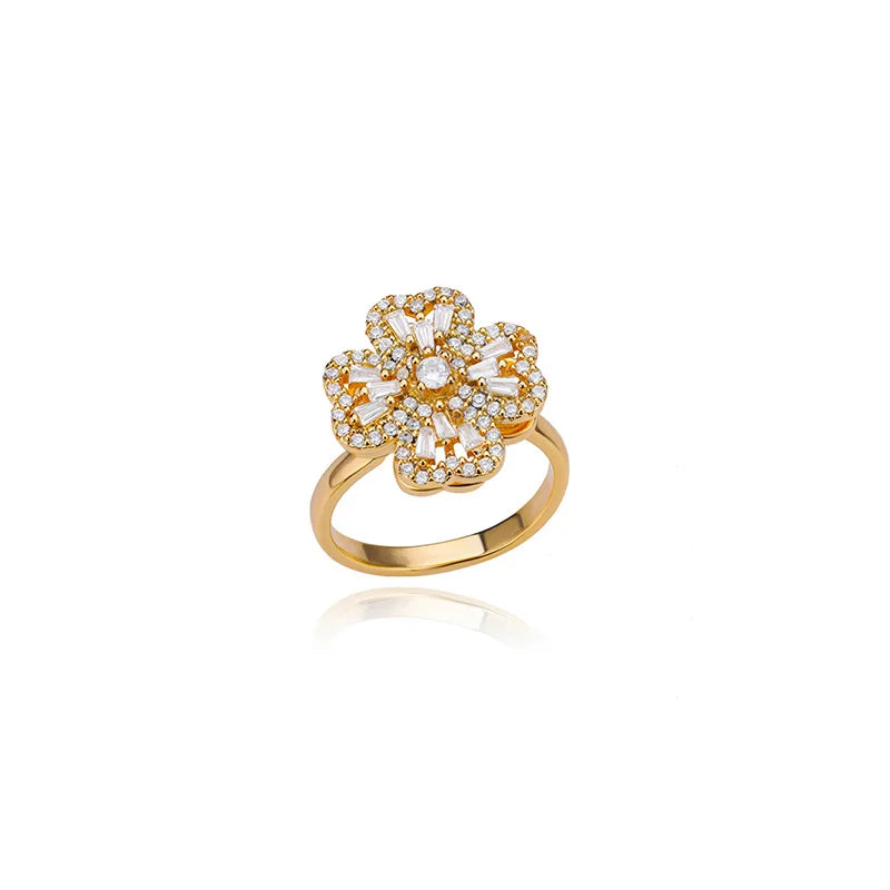 Bague Spinner Trèfle de Luxe – Anti-Stress Couleur Or 18K